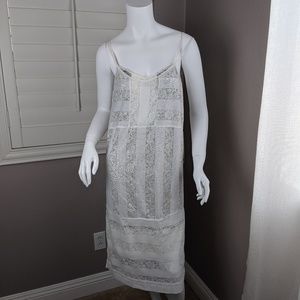 Liberty Sage Lace Stripe Slip Dress